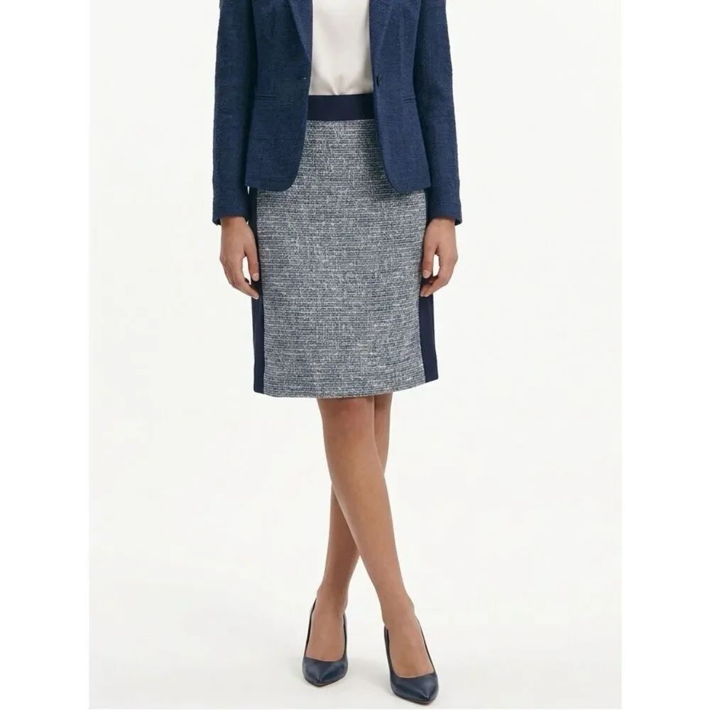 ECCOCI | Tribeca Pencil Skirt Navy Blue White NEW Women’s Size 6